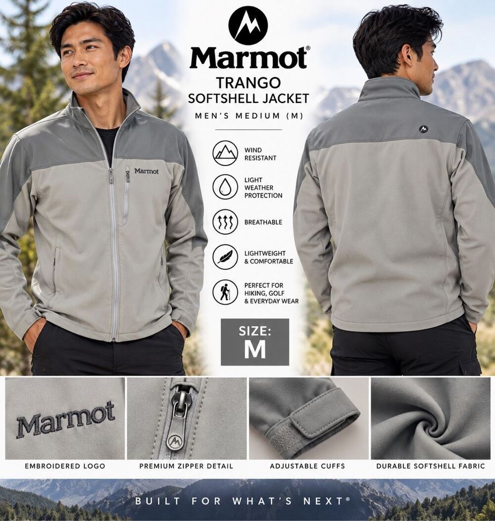 Marmot Jacket Trango Softshell Gray Jacket Wind M2 Men’s Medium Hiking Golf